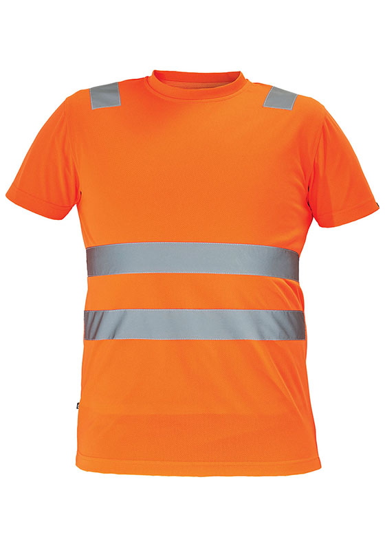 Reflexní tričko TERUEL Hi-Vis s pruhy na ramenou 160 - oranžová