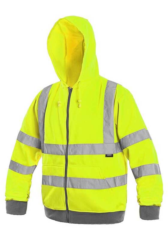 Reflexní mikina CXS FROME Hi-Vis se zipem a kapucí 290 - žlutá