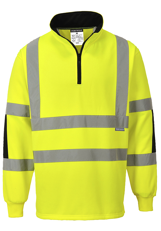 Reflexní mikina PORTWEST B308 Hi-Vis XENON RUGBY krátký zip 300 - žlutá