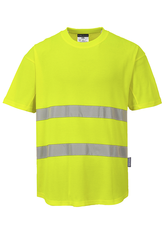 Reflexní tričko PORTWEST C394 Hi-Vis COTTON COMFORT Mesh 175 - žlutá