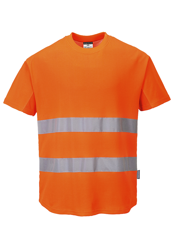 Reflexní tričko PORTWEST C394 Hi-Vis COTTON COMFORT Mesh 175 - oranžová