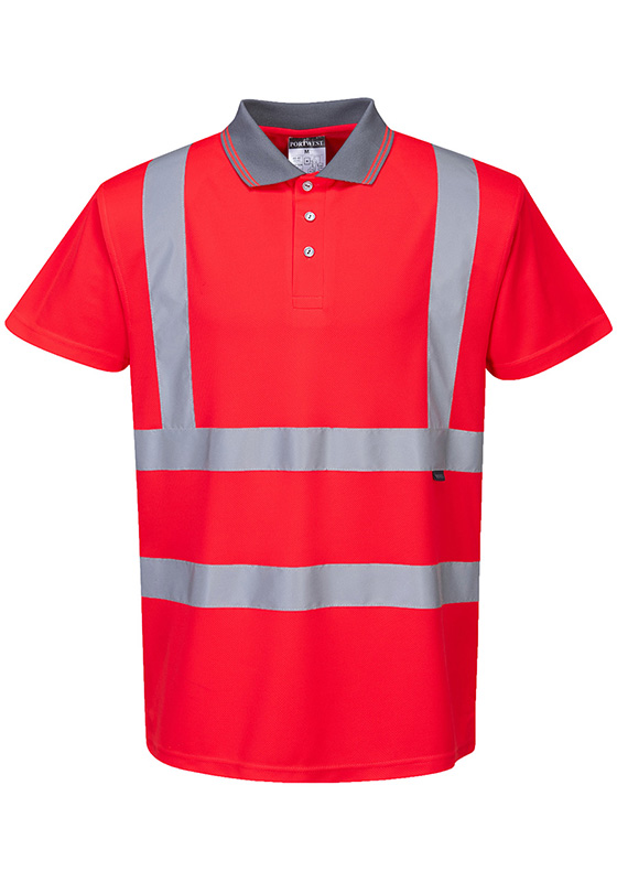 Reflexní polokošile PORTWEST S477 Hi-Vis POLO prodyšná 175 - červená