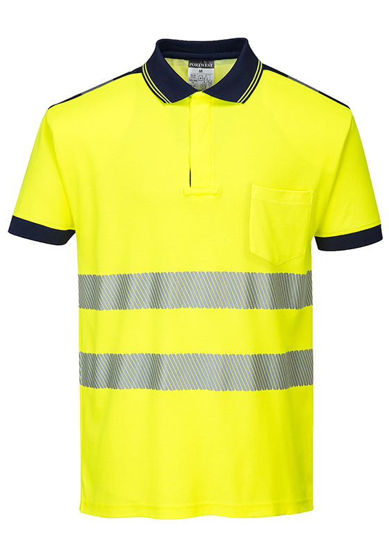 Reflexní polokošile PORTWEST T180 PW3 Hi-Vis COTTON COMFORT 175 - žlutá/navy