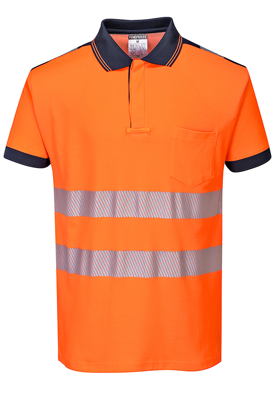 Reflexní polokošile PORTWEST T180 PW3 Hi-Vis COTTON COMFORT 175 - oranžová/navy