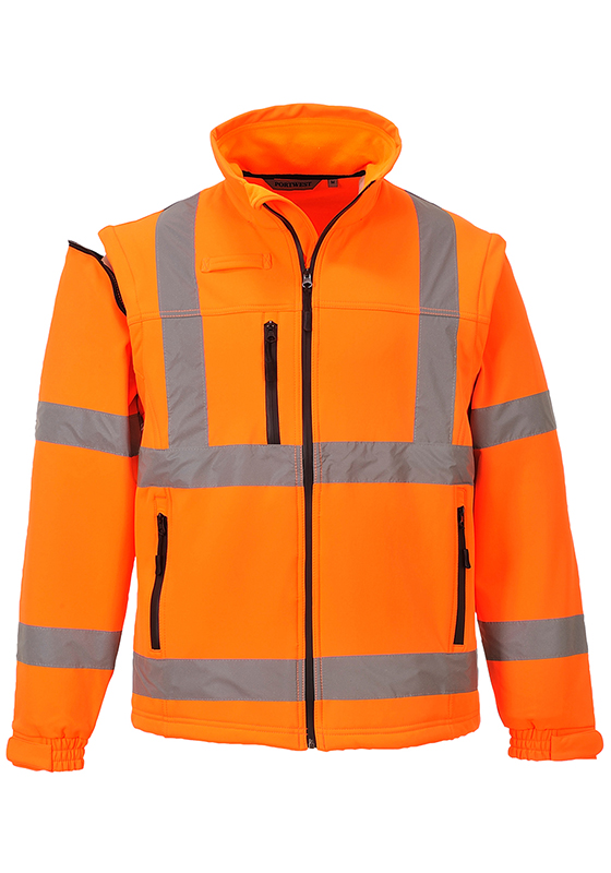 Reflexní bunda softshell PORTWEST S428 Hi-Vis s odepínacími rukávy 310 - oranžová