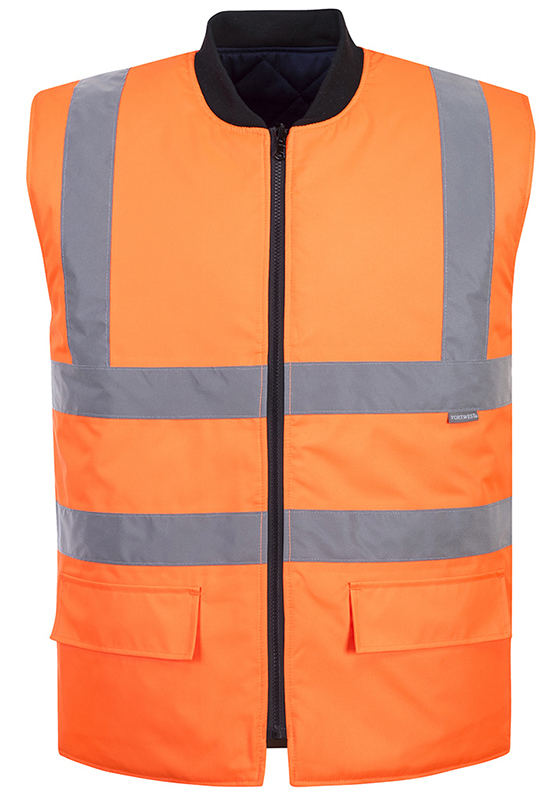 Reflexní vesta PORTWEST S469 Hi-Vis zateplená oboustranná 260 - oranžová