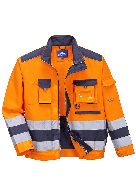 Reflexní montérková bunda PORTWEST TX50 Hi-Vis TEXO LILLE 245 - oranžová/navy