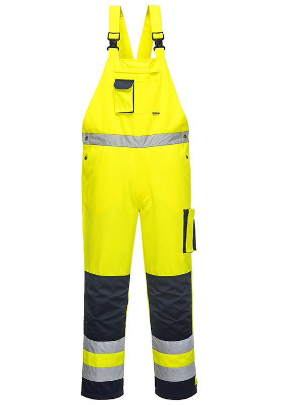 Reflexní kalhoty s laclem PORTWEST TX52 Hi-Vis TEXO DIJON 245 - žlutá/navy