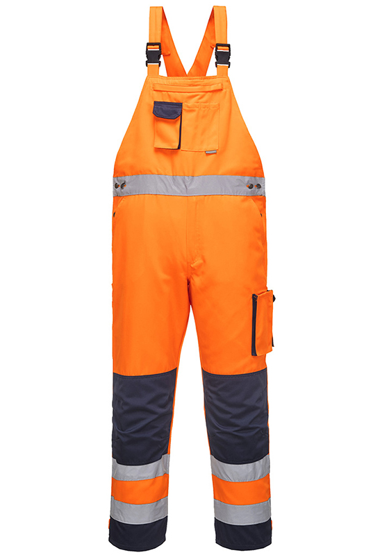 Reflexní kalhoty s laclem PORTWEST TX52 Hi-Vis TEXO DIJON 245 - oranžová/navy