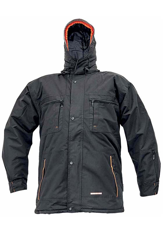 Zimní pracovní bunda EMERTON BLACK voděodolná - černá