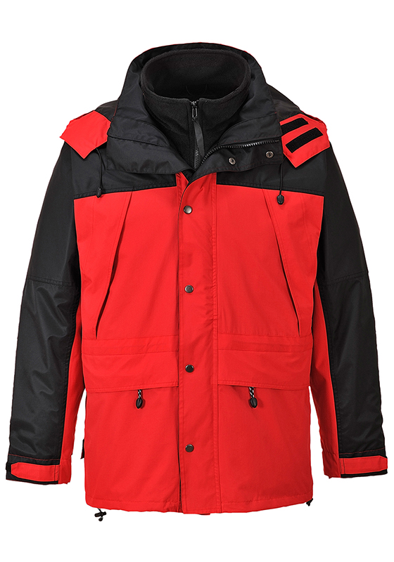 Zimní pracovní bunda PORTWEST S532 ORKNEY 3v1 prodyšná - červená/černá