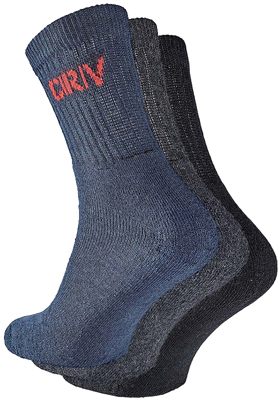 Pracovní ponožky CRV SEGIN balení 3 PÁRY - černá/šedá/navy