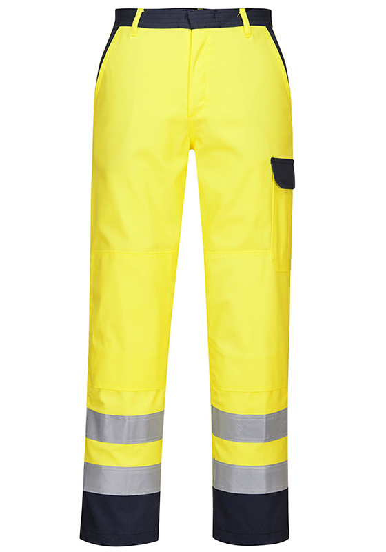 Reflexní nehořlavé kalhoty do pasu PORTWEST FR92 Hi-Vis BIZFLAME PRO - žlutá/navy