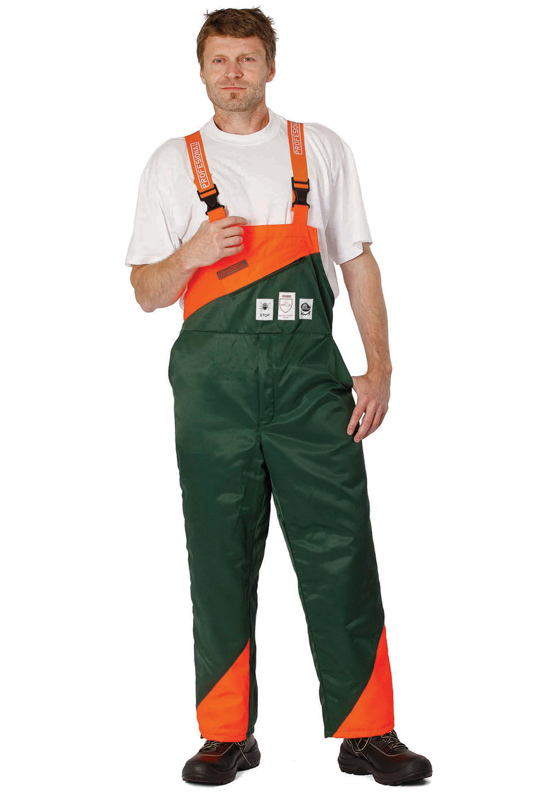 Protipořezové kalhoty PROFESIONAL pro práci s motorovou pilou 280 - zelená/oranžová