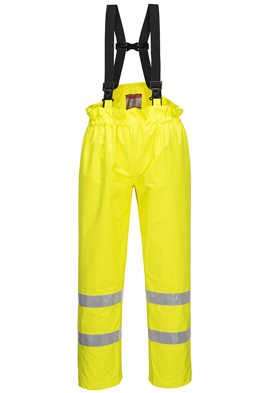 Reflexní nehořlavé antistatické kalhoty PORTWEST S780 Bizflame Rain HiVis 250 - žlutá