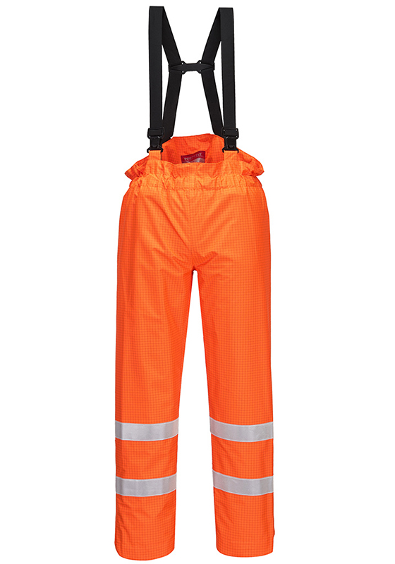 Reflexní nehořlavé antistatické kalhoty PORTWEST S780 Bizflame Rain HiVis 250 - oranžová