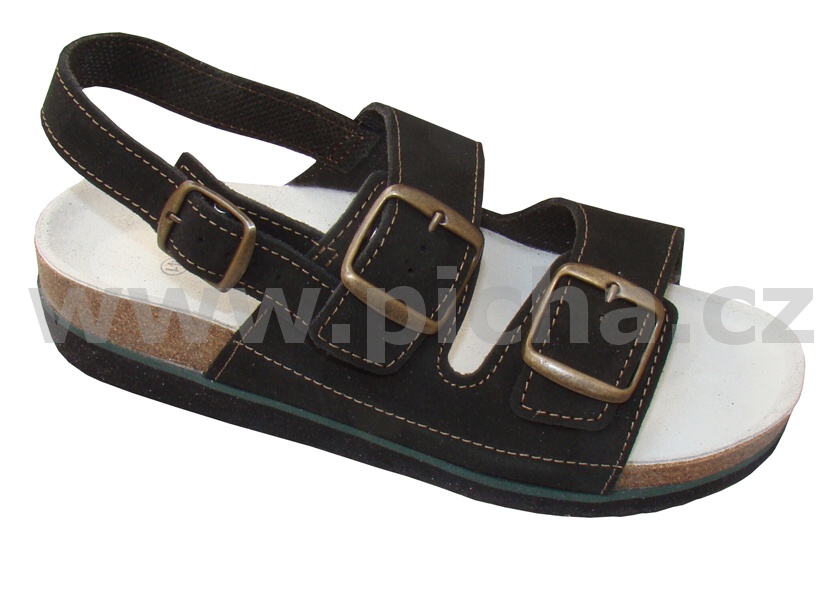Pracovní obuv D3HK sandály dvoupáskové s klínkem dámské - černé