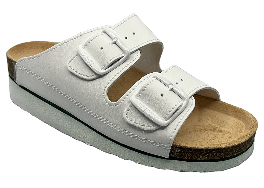 Zdravotní obuv SANTÉ D25HK dámské dvoupáskové pantofle na klínku - bílé