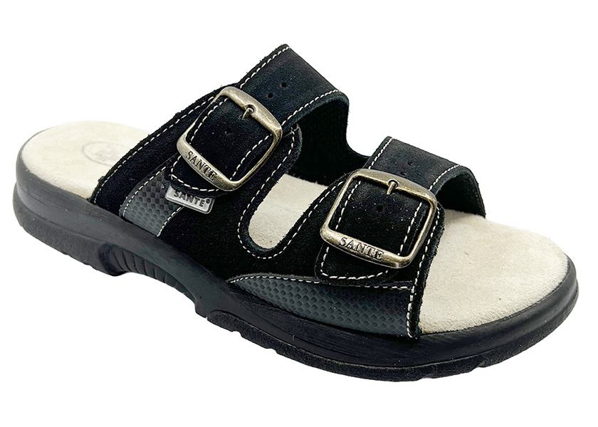 Zdravotní obuv SANTÉ P35 pánské dvoupáskové pantofle - černé