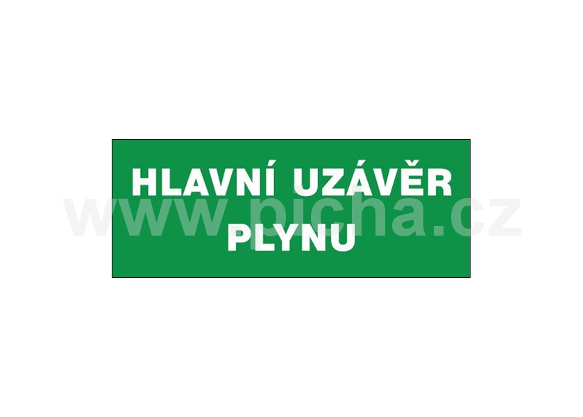 Bezpečnostní tabulka - Hlavní uzávěr plynu